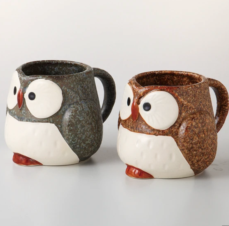 [Japanware] Minoware Mug Japanese Owl 美濃燒日本貓頭鷹咖啡杯套裝