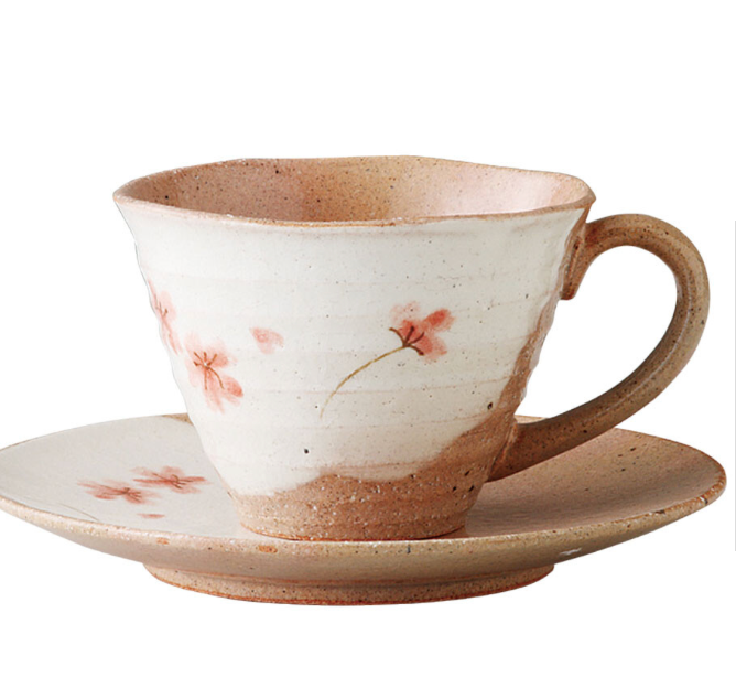 [Japanware] Minoware Pale Pink Coffee Cup & Saucepan Set 美濃燒 淡粉 咖啡杯連碟套裝